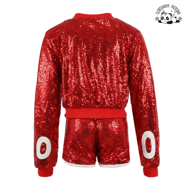 LEZONKIDS - Conjunto de Roupas de Dança Jazz Infantil Unissex com Lantejoulas para Meninas, Conjunto de Show de Hip-Hop